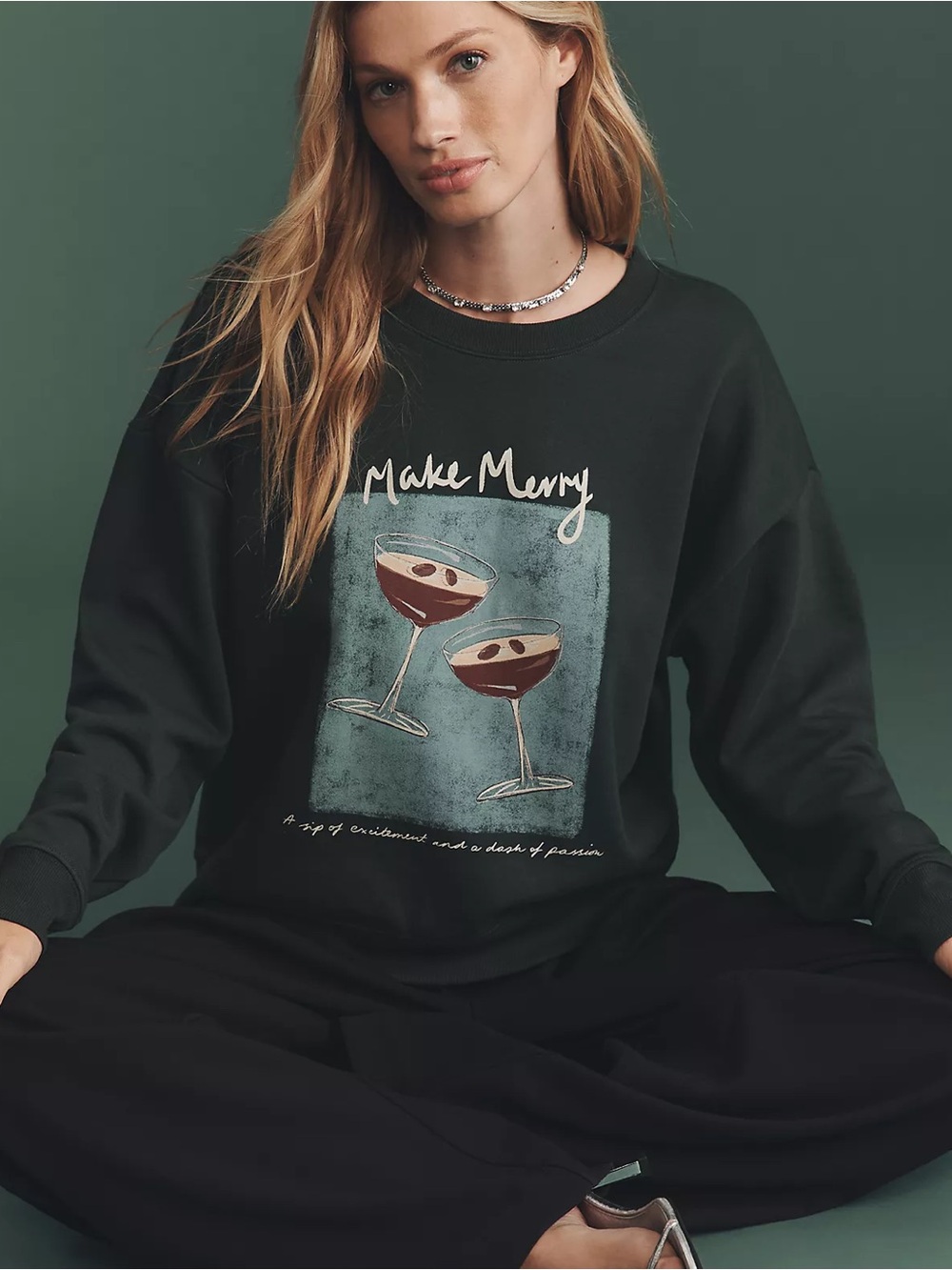 Anthropologie Maeve x Natalia Bagniewska Cocktail Sweatshirt Women’s Medium